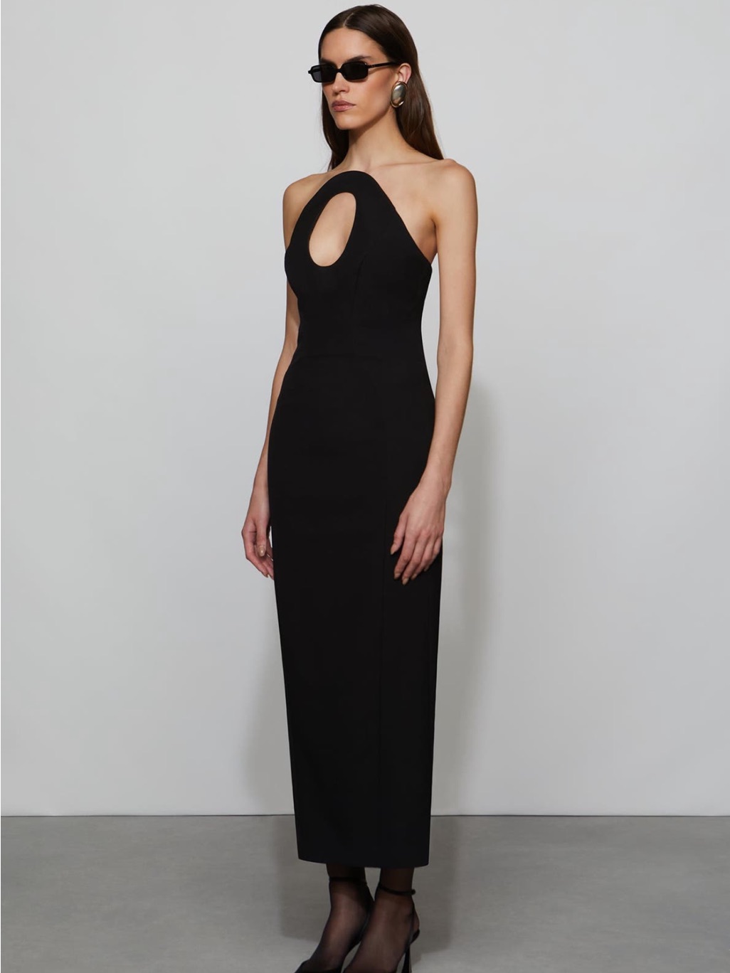 Et Ochs Emmeline Black Midi Dress With Oval Keyhole